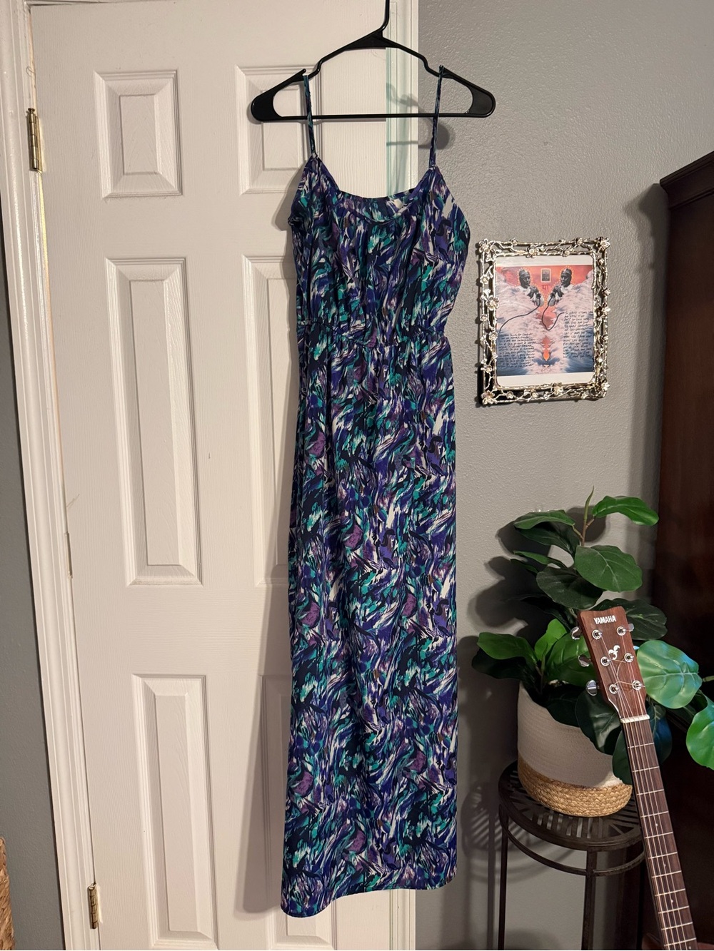 Women's Blue & Purple Printed Maxi Dress M
